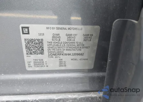 2019 Chevrolet Traverse Ls из США, поврежденный, VIN 1GNERFKW4KJ209682